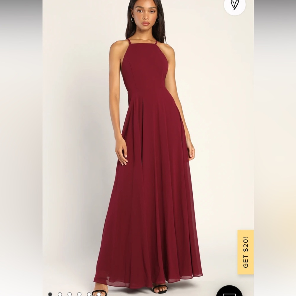 Lulus burgundy maxi dress size medium